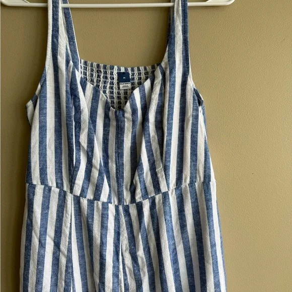 Old Navy Blue and White Linen Strap Sundress - Picture 7 of 8